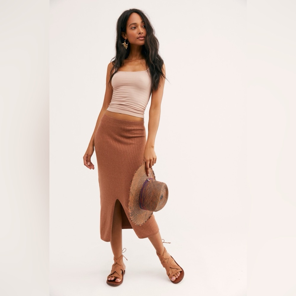 Free People Skyline Front Slit Rib Midi Skirt
Stretch